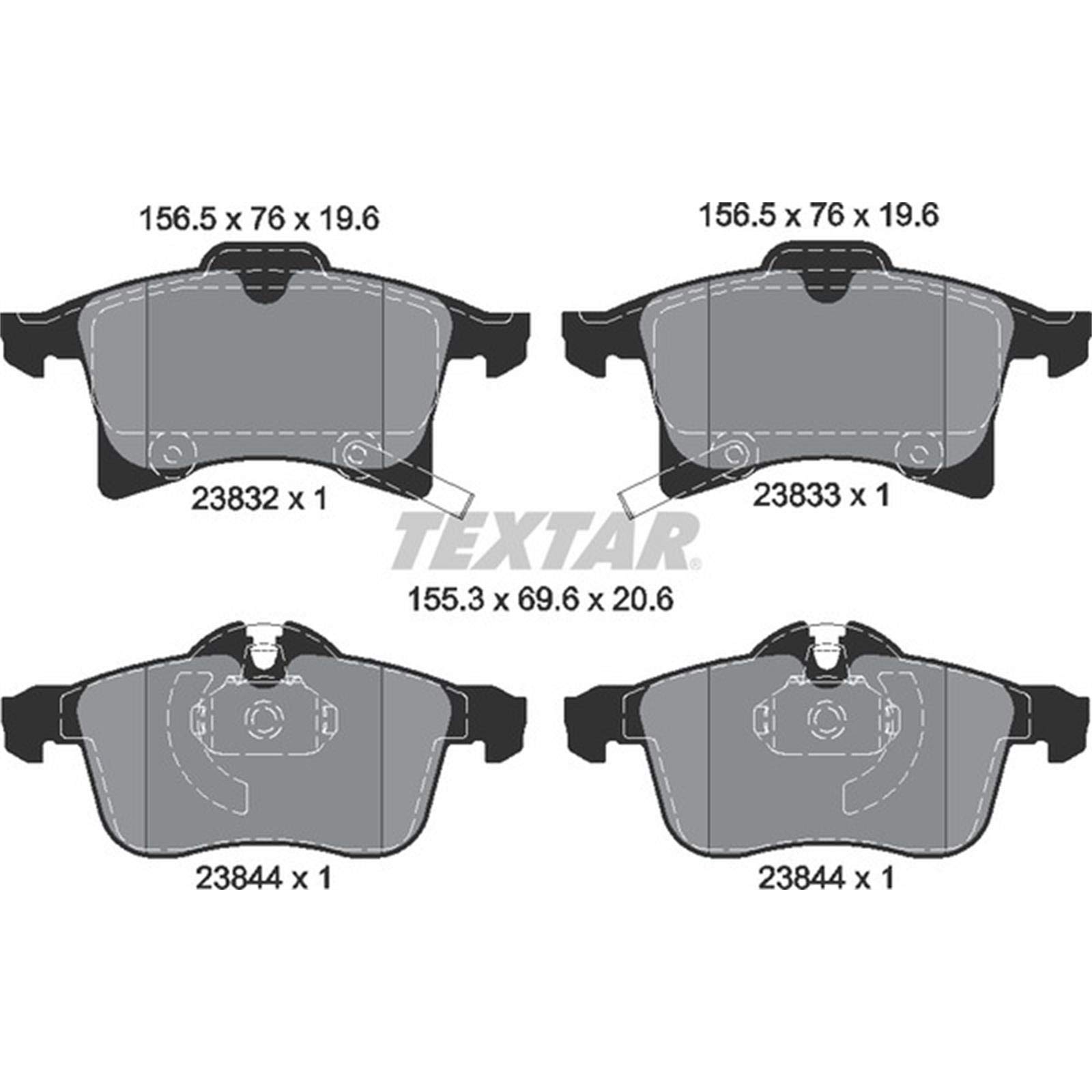 Textar Bremsscheiben + Beläge vorne + hinten | 92091903 + 2383201 + 92092103 + 2341703 passend für Astra H + B