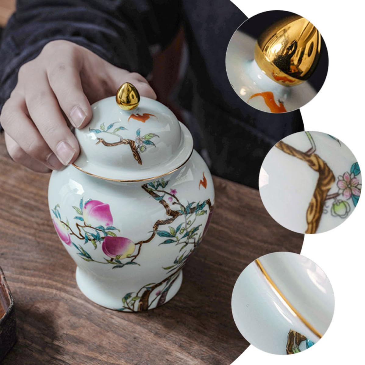 Zerodeko Recipiente Hermético de Cerámica para Té Tapa, Diseño Portátil y Función de Sellado, Adecuado para Almacenar Arroz y Alimentos Secos como Decoración de Mesa