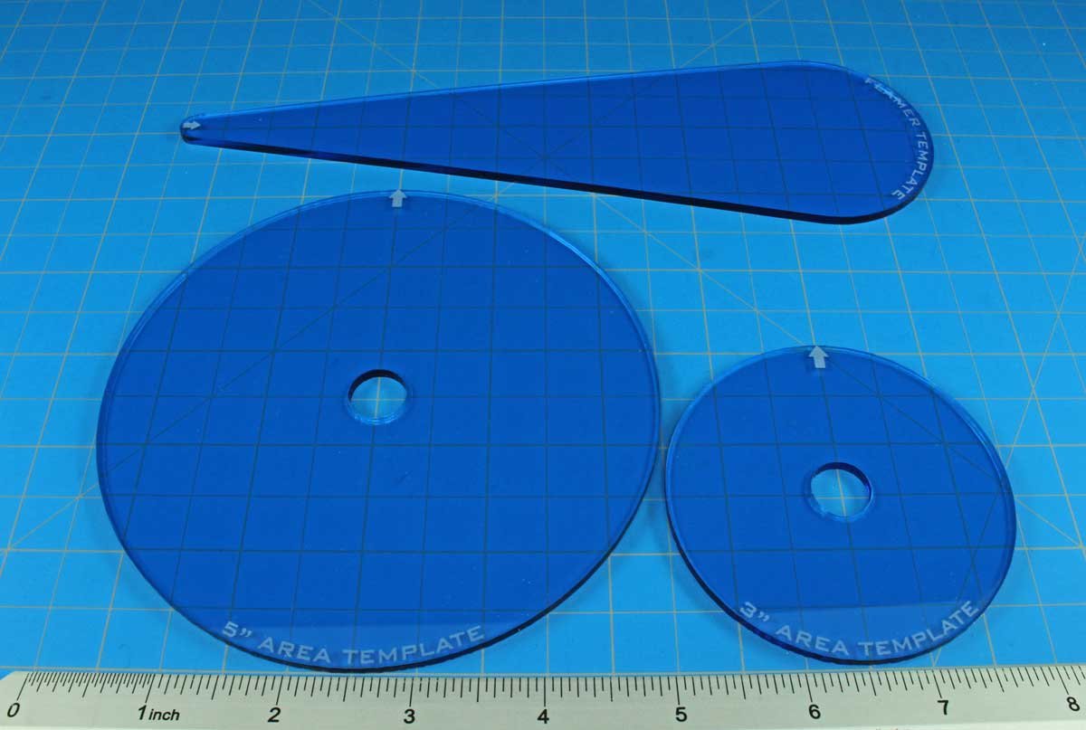 LITKO Template Set | Compatible with Warhammer 40,000, Shadow War: Armageddon | 3-Piece Acrylic Blast & Flamer Template Kit (Fluorescent Blue)