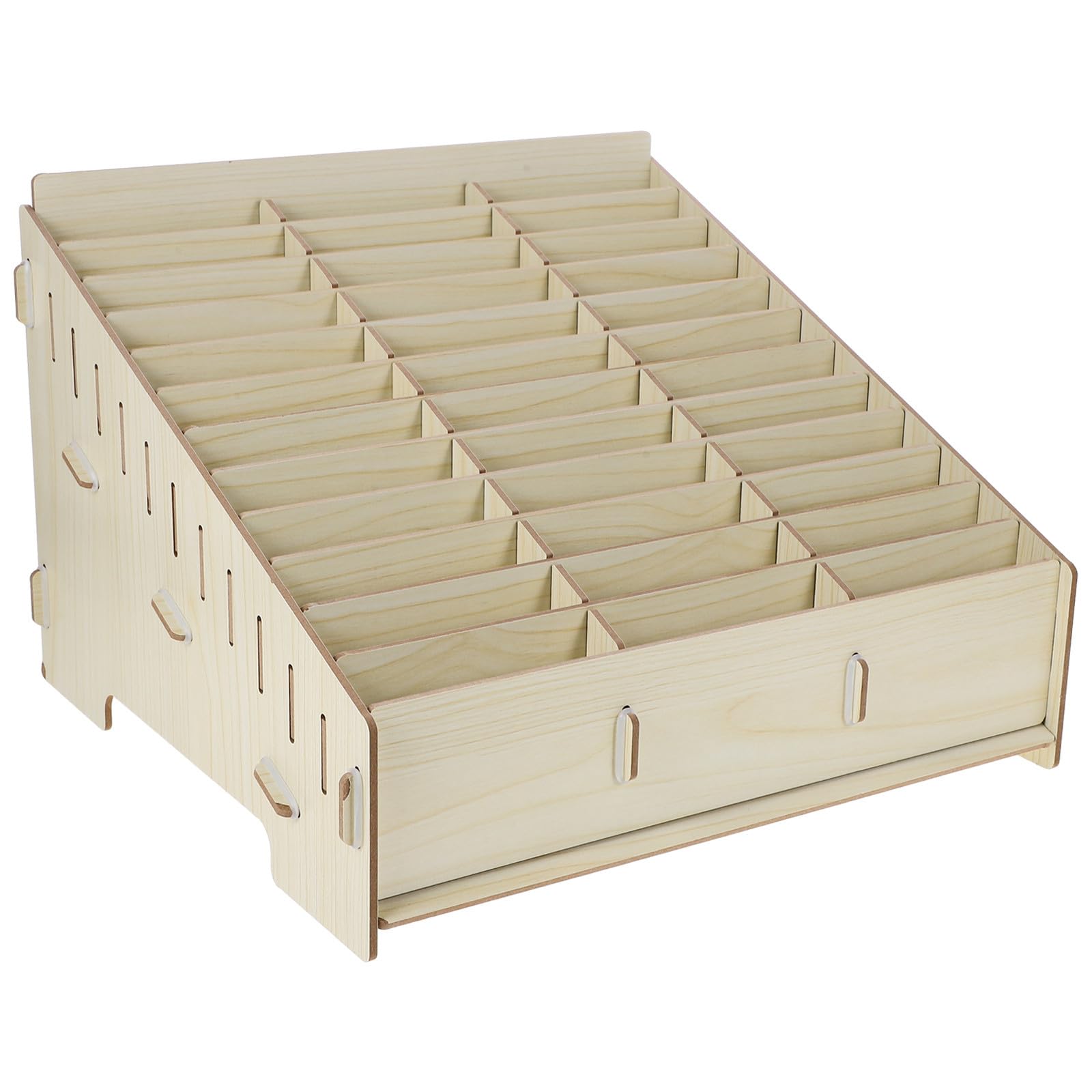 Rangement téléphone portable bois beige multi-compartiments gain de place pour bureau