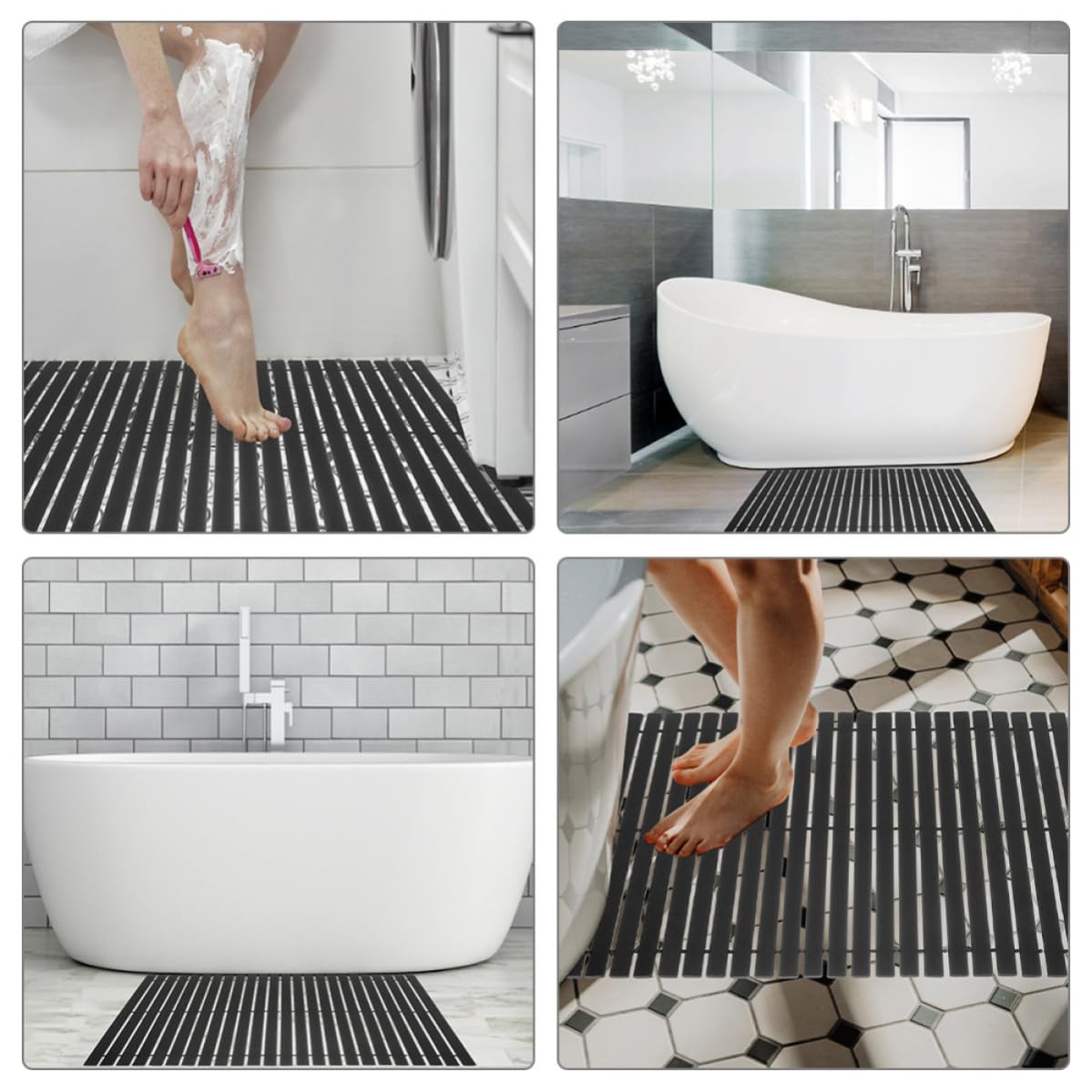 Alfombra Resistente al Desgaste Antideslizante de Bambú para Baño y Ducha Diseño Natural, Adecuado para Cuarto de Baño y Dormitorio