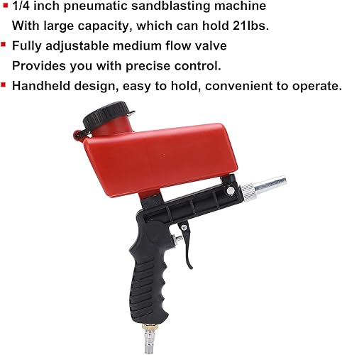 Miniatura 2 de Pistola de arena para compresor de aire, pistola de arena neumática de mano, de acero al carbono, pequeña pistola de arena de 90 psi, con contenedor