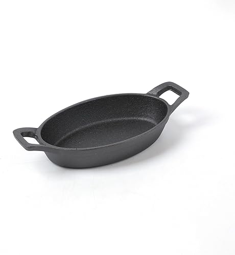 HAWOK Mini plato ovalado de hierro fundido de 61 x 385 pulgadas 8 onzas