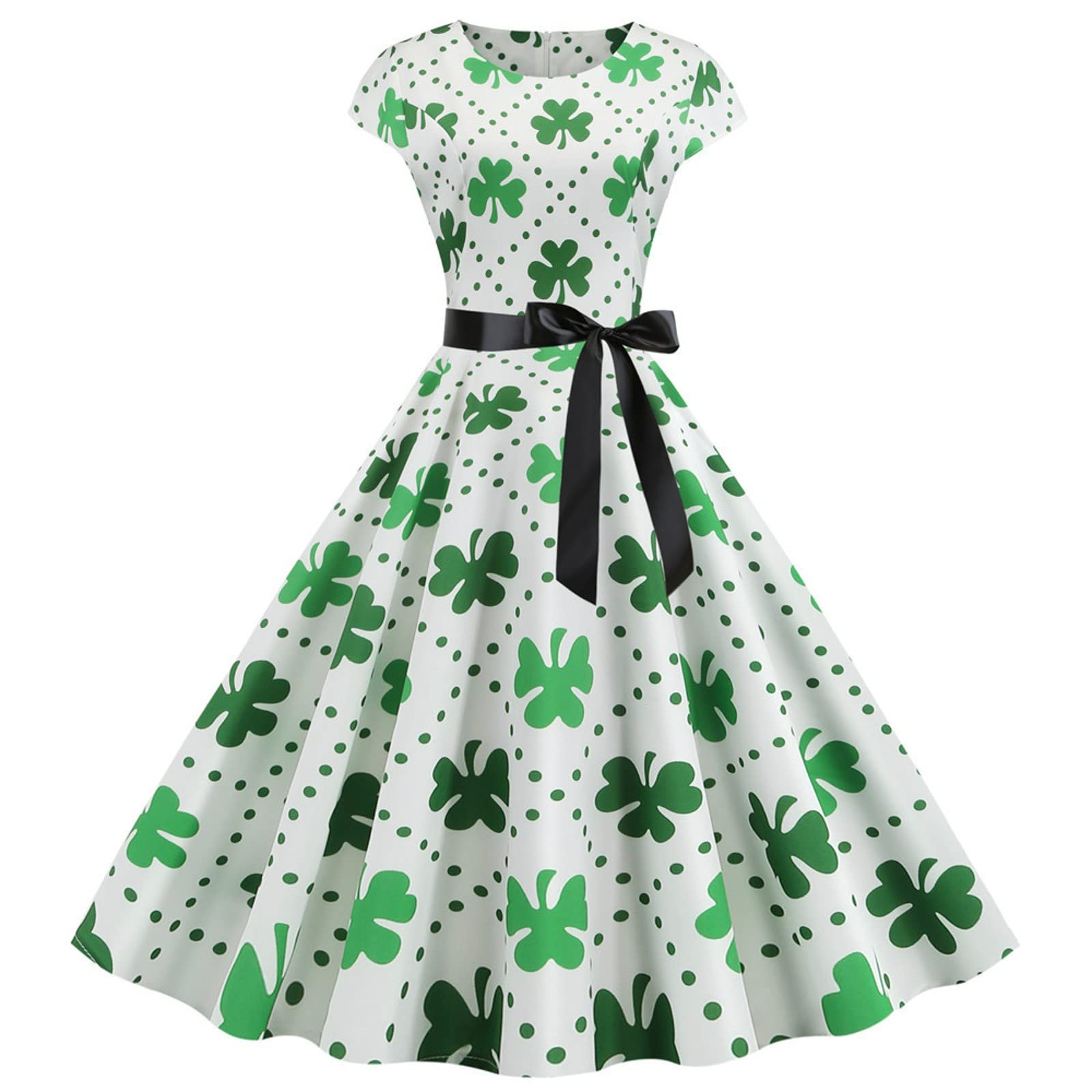 Womens St Patricks Day Fancy Dress Leprechaun Costumes Ireland Irish Lucky Shamrock Dress Saint Patricks Day Green Irish Outfits Gown CocktailGreen Sleeveless Paddy'sFancy Dres Party (H2-J, XXL)