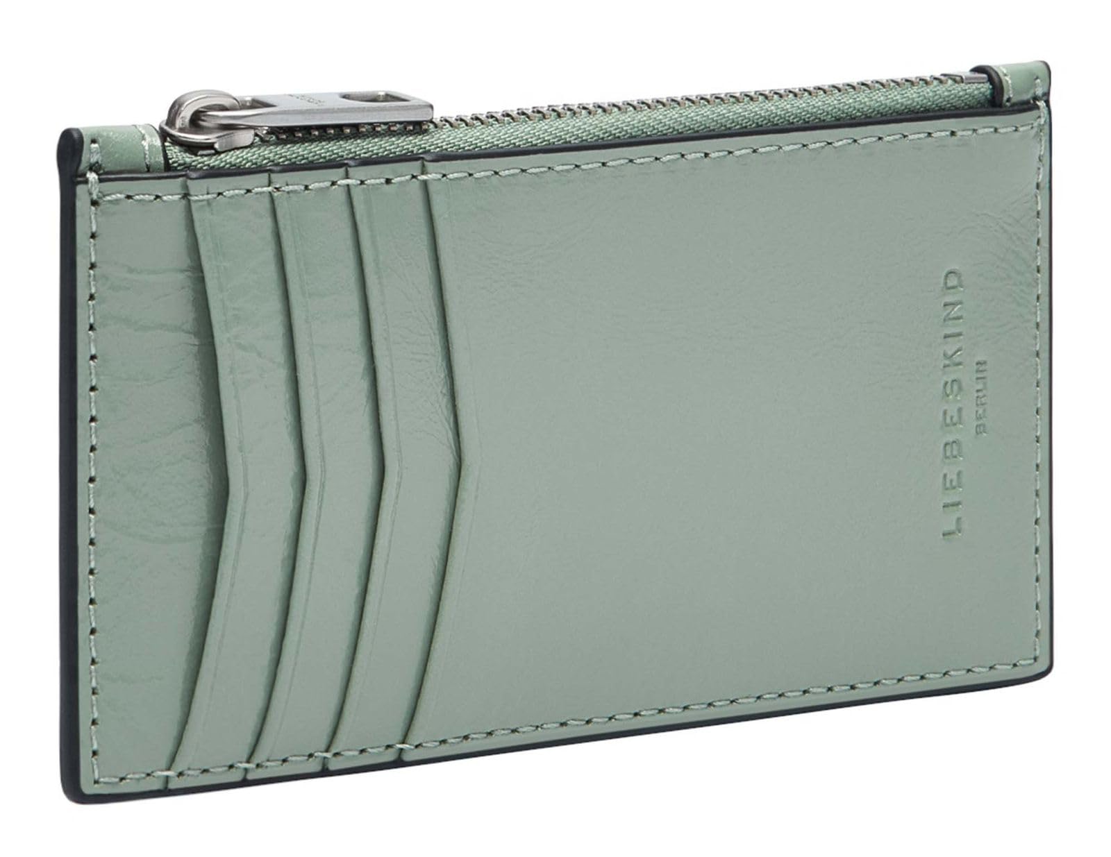 LIEBESKIND Berlin Leather Card Holder Franzis Lack Distressed New Wallet Forest Green