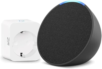 Amazon - Echo Pop | Antracita + WiZ Enchufe Inteligente compatible con Alexa - Kit de inicio de Hogar digital