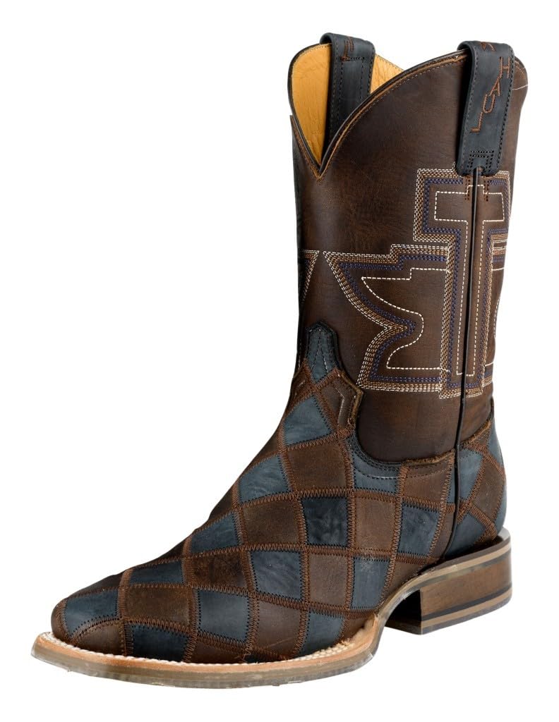 Tin Haul Men's Check Me Out Western Boot Broad Square Toe - 14-020-0077-0534 BR 9 D(M) US Brown