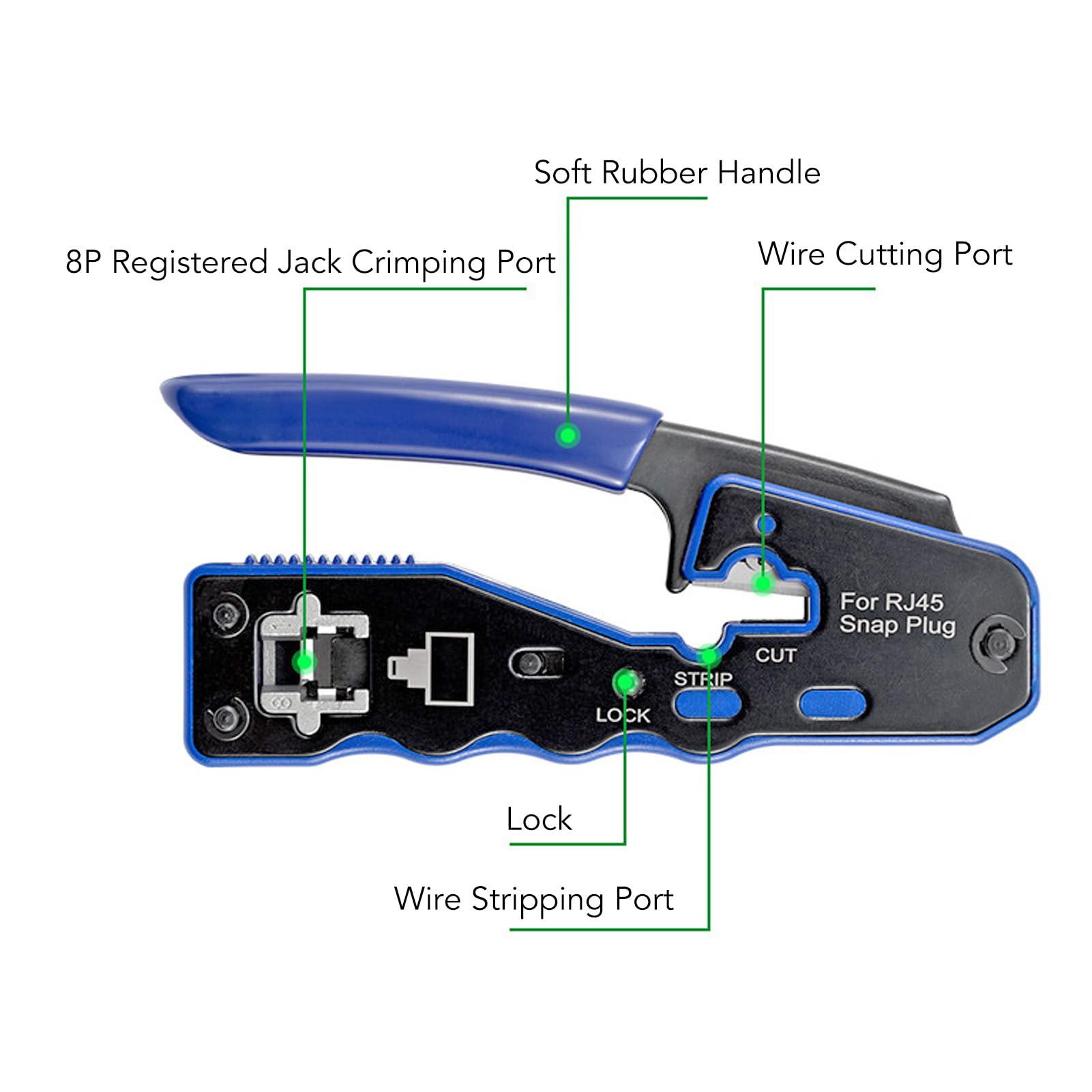 KIMISS Kit d'outils de Sertissage RJ45-pince à Sertir avec Testeur de Câble Réseau, Dénudeur de Fil et 50 Connecteurs Cat6