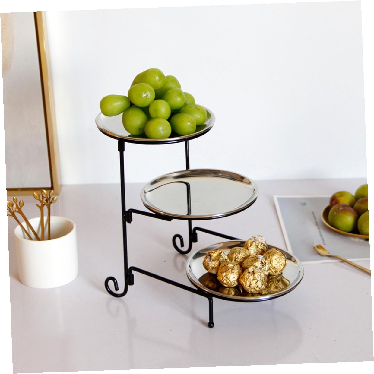 Soporte para Servir Pasteles de 3 Niveles de Acero Inoxidable, 1 Juego