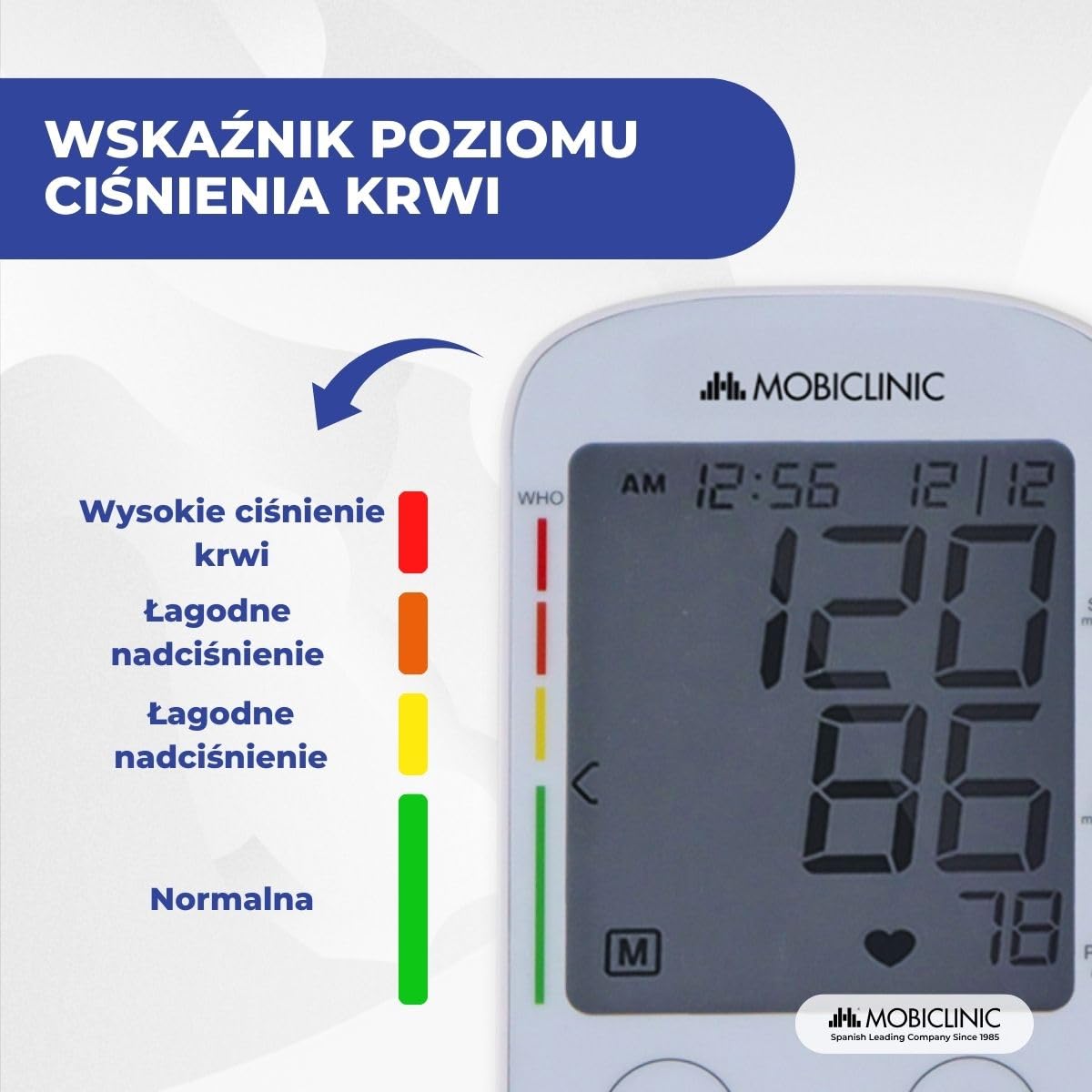 Mobiclinic, Automatyczny cyfrowy ciśnieniomierz naramienny, Z wyświetlaczem lcd, Mankietem, Wykrywaniem nieregularności pracy serca, 4×30 pomiarów pamięcią, Tx-01