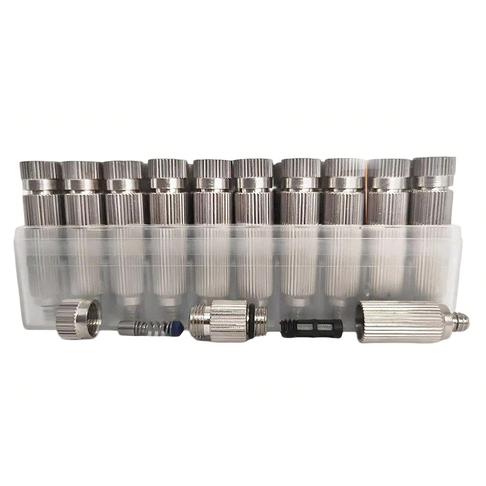 EZLUIYLDH Misters Nozzles, 50PCS Brass Misting NozzleThreaded Fogging Spray Head Spray Misting Nozzle for Outdoor Cooling System 3 Sections Orifice Dia 0.1mm