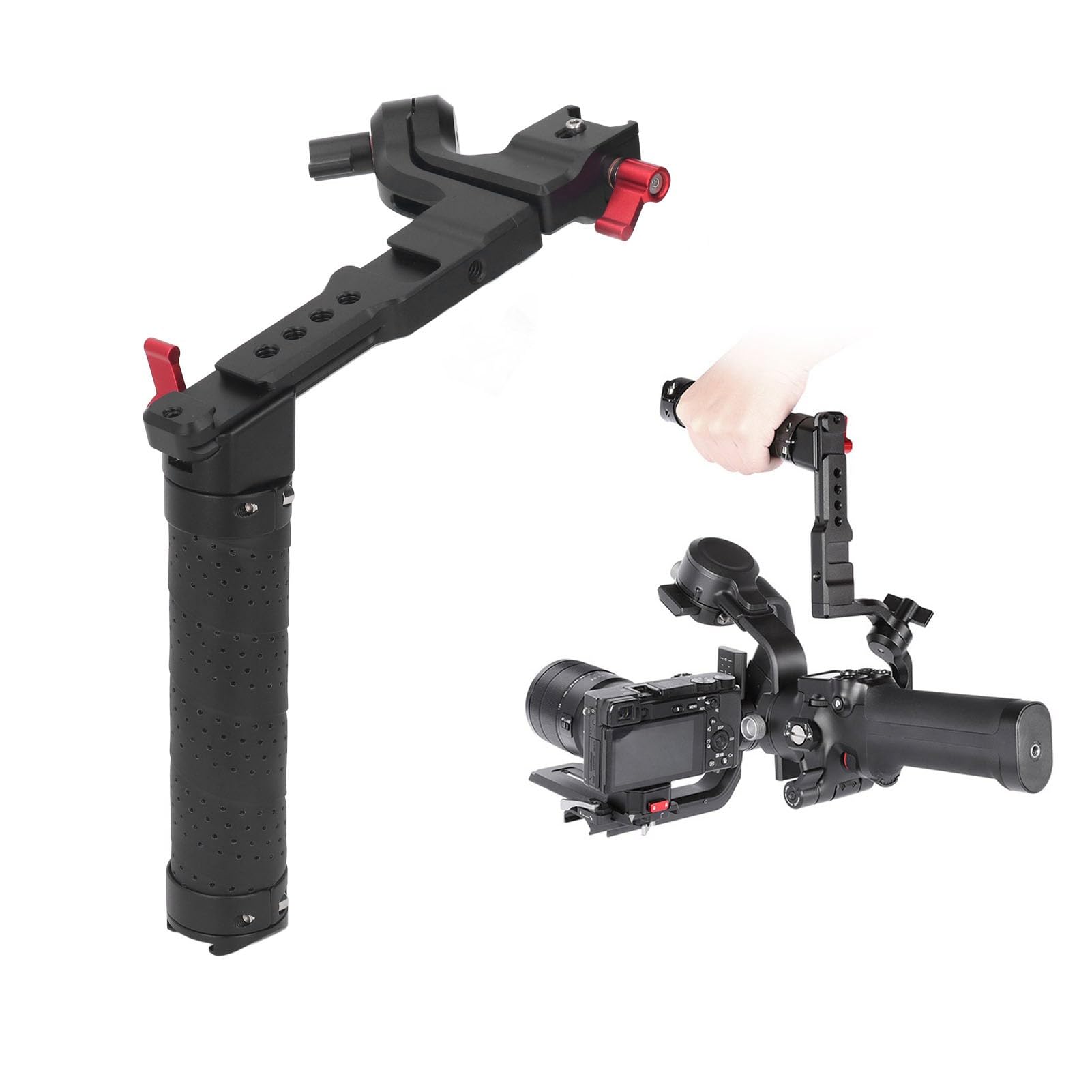 Goshyda Maniglia Stabilizzatrice Pieghevole per RS2 RS3 Mini, Staffa di Estensione Portatile Regolabile in Lega di Alluminio Impugnatura con Impugnatura Antiscivolo, Design Leggero da 420 G per Due