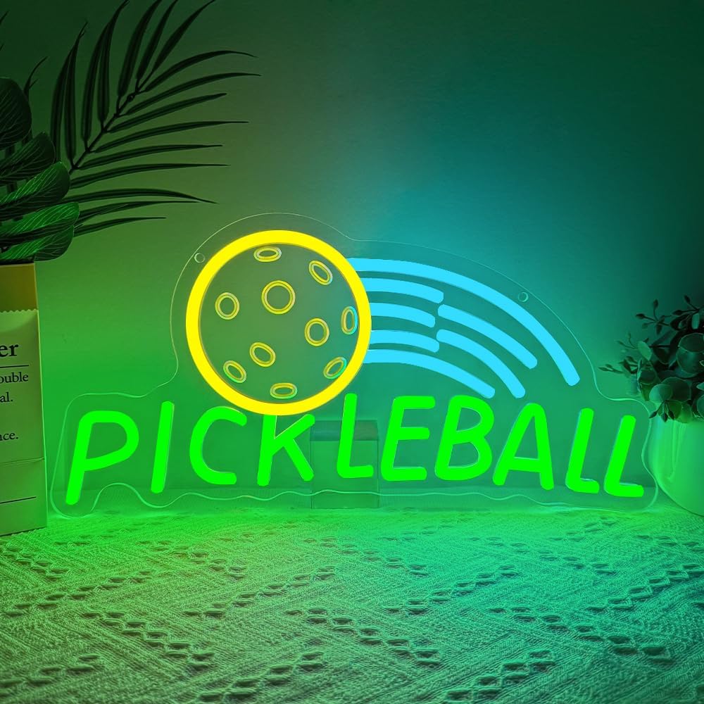 Pickleball Neon Sign,Sport Dimmable LED Light Signs for Wall Art Decor,Backdrop for Bar Bedroom Club Party Man Cave,Gift for Men Women Sports Fans Pickleball Lovers USB Powered（23.6"*10.8"）