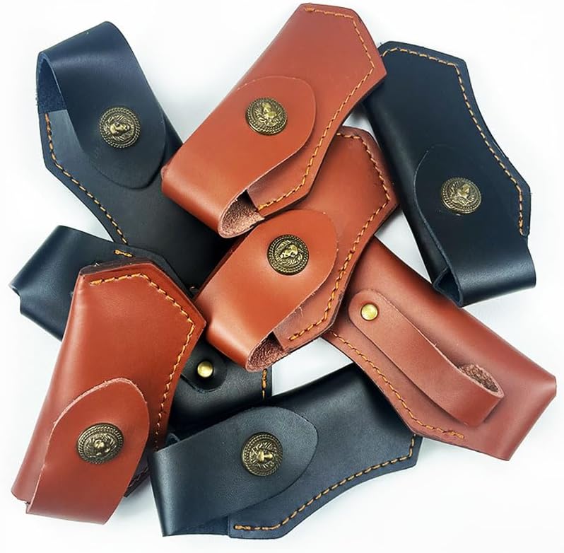 2PCS Leather Knife Sheaths, Protective Covers with Belt Loop and Snap Closure Fit for Home, Outdoor(Black)