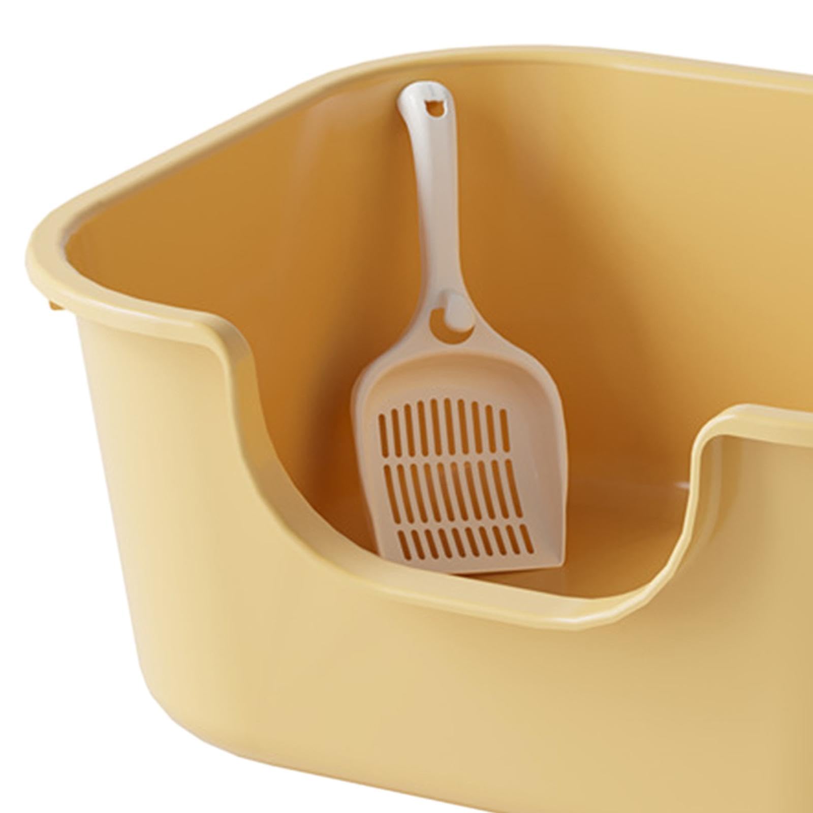 Katzenstreu Schale Offene Katzentoilette mit Hohen Seiten Katzenstreu Behälter U-Form Sand Kiste aus Robustem PP für Katzen Kätzchen Kaninchen, Gelb