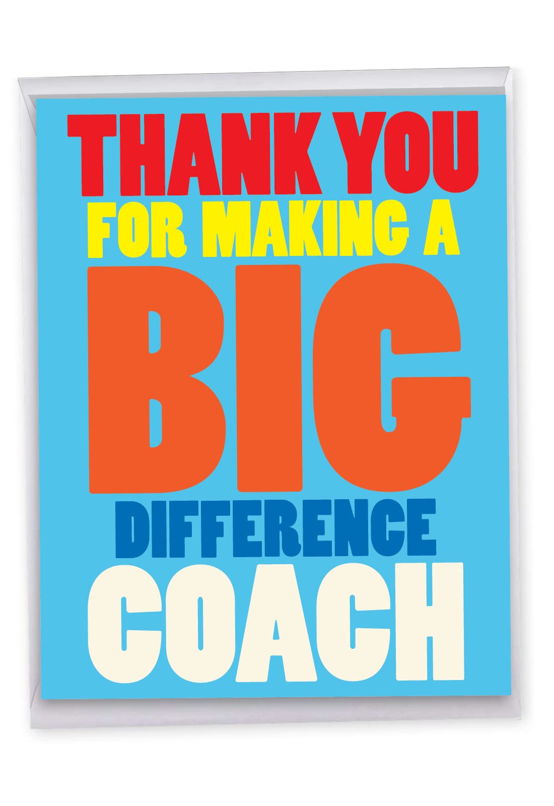NobleWorks1 Jumbo Coach Thank You Greeting Card from Us (8.5 x 11 Inch) with Envelope, Team Sports Athlete, Oversize Note for School Teacher - Big Difference Coach J8159TYG-US
