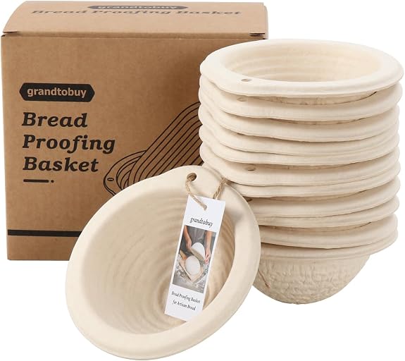 12-Pack Mini Banneton Baskets (5 Inch), Round Sourdough Proofing Basket Set with Linen Liners for Small Loaves & Home Bakery Supplies
