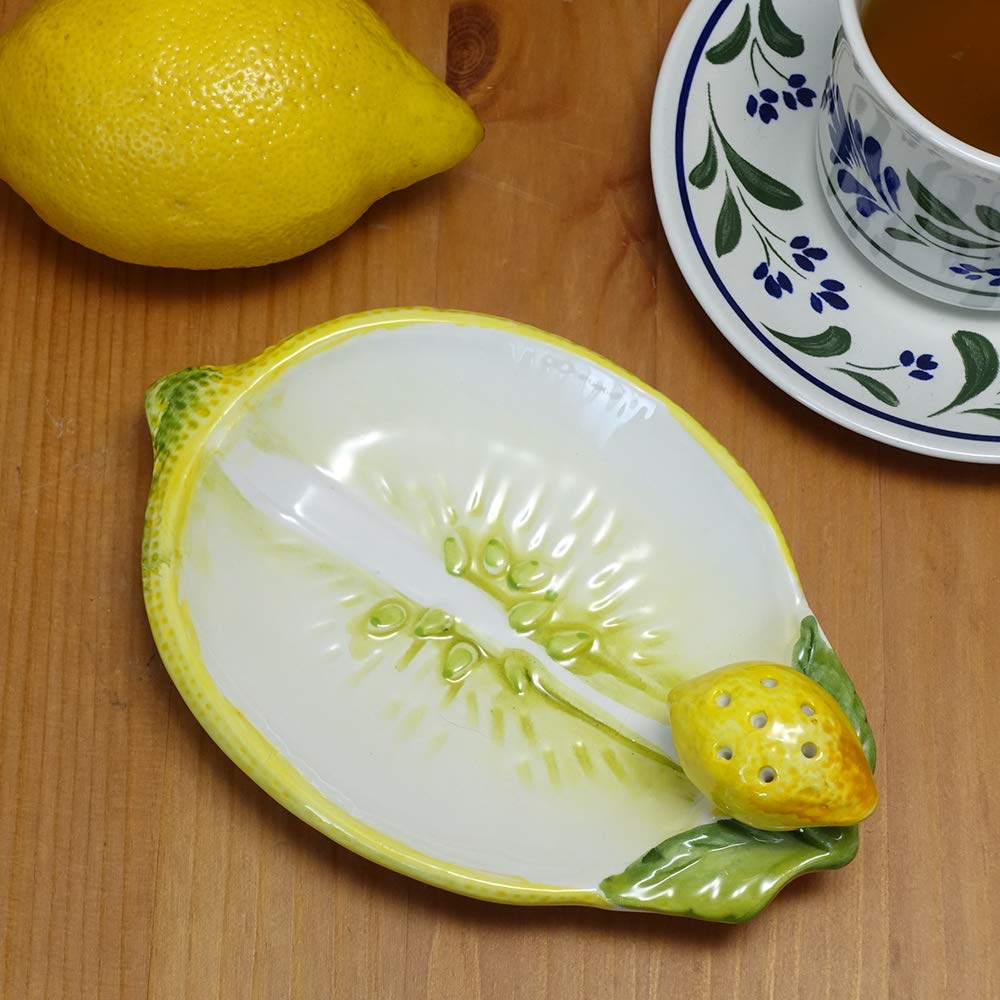 Amazon.co.jp: イタリア製 陶器 レモン モチーフ トレイ 前菜 プレート