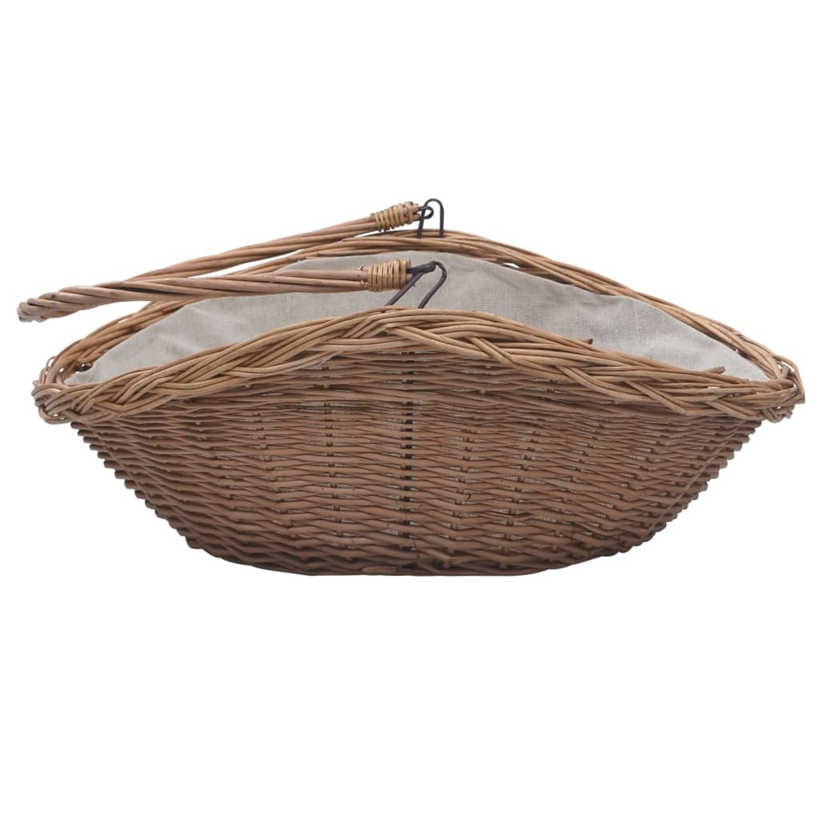 Homgoday Cesta Legna da Ardere con Manico 57x46,5x52cm Marrone in Salice, Mobili per Casa Interno Esterno Soggiorno Camera da Letto