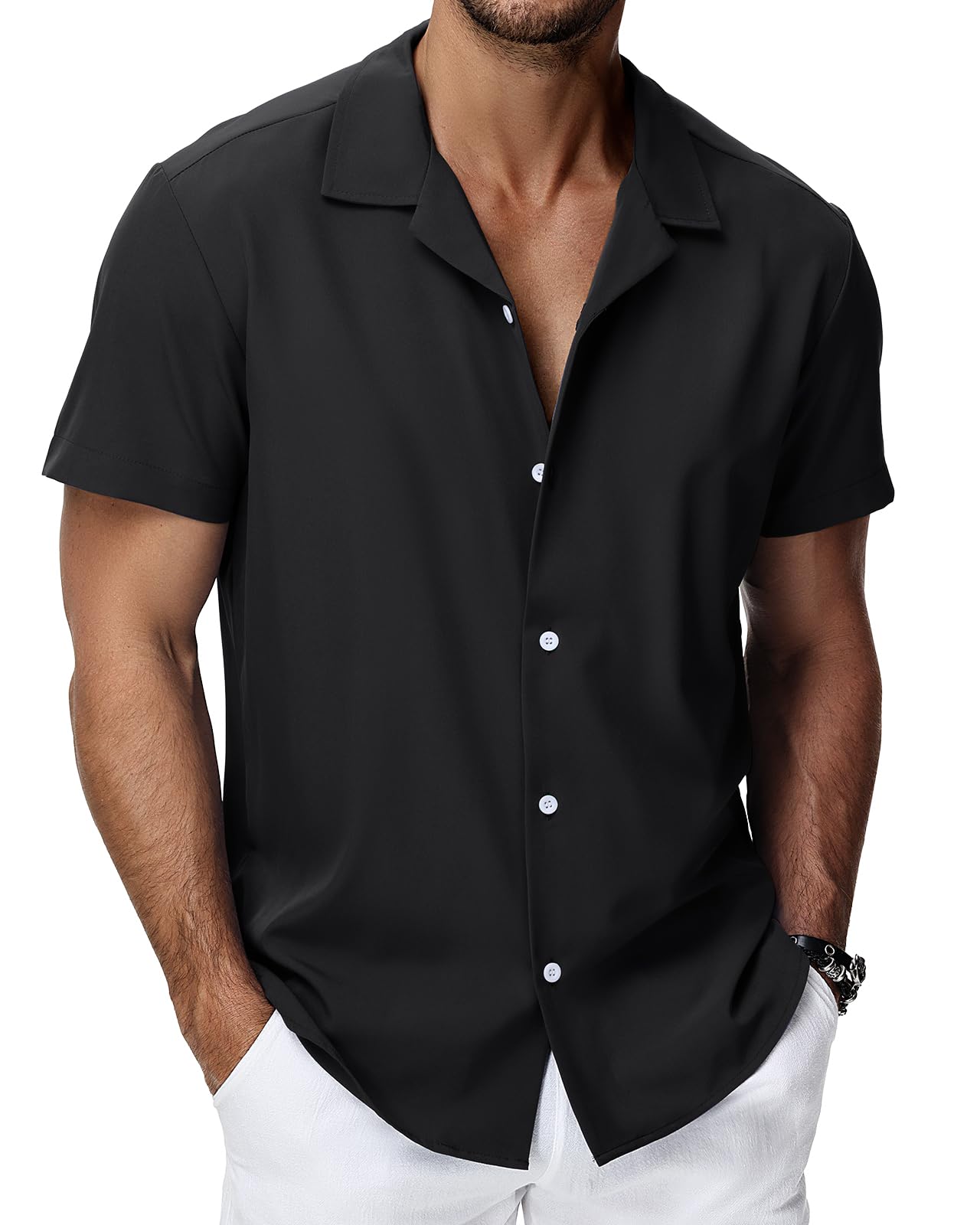 HMIYA Mens Hawaiian Shirts Short Sleeve Button Up Chemise Homme S-3XL