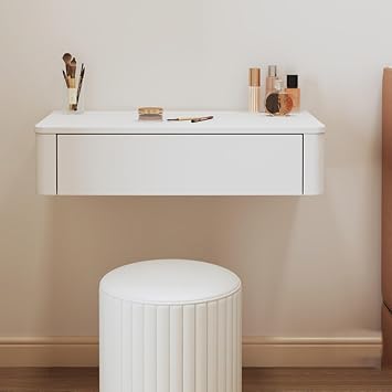 Floating Vanity Makeup Table,Wall Mounted Makeup Vanity with Drawers,Space-Saving Simple Vanity Desk,Modern Nightstand Bedside Table for Bedroom70X40X18CM