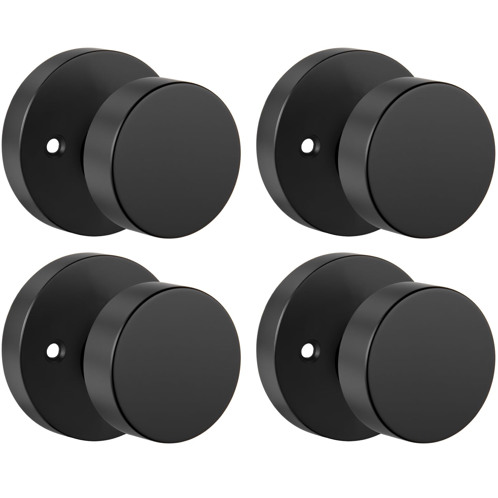 Goldenwarm Black Door Knobs Dummy, Zinc Alloy Keyless Matte Black Door Knobs for Closet and Bifold - Single Side Non Turning - 4 Pieces