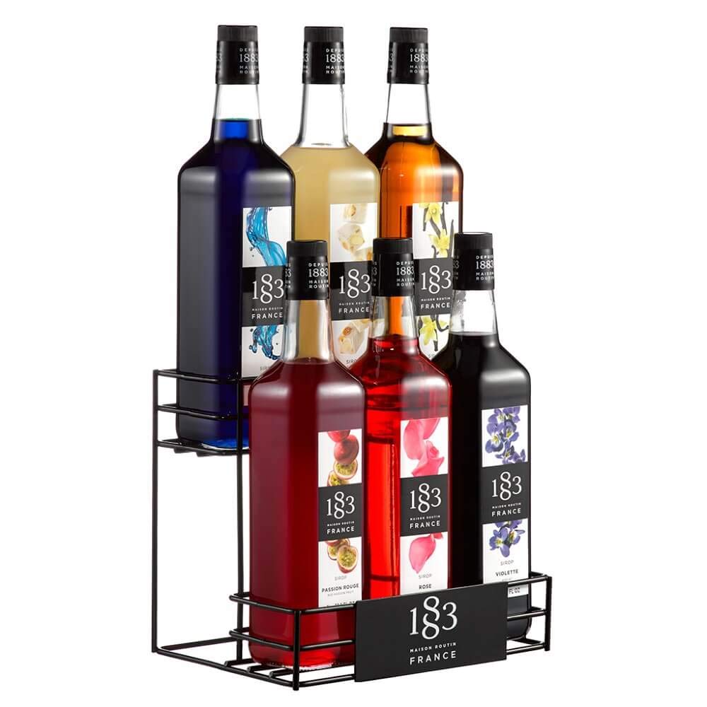 Coffee Syrup Organiser, 6 Bottle Display Stand for 1L & 0.7L Syrups, Ideal Bar Organiser