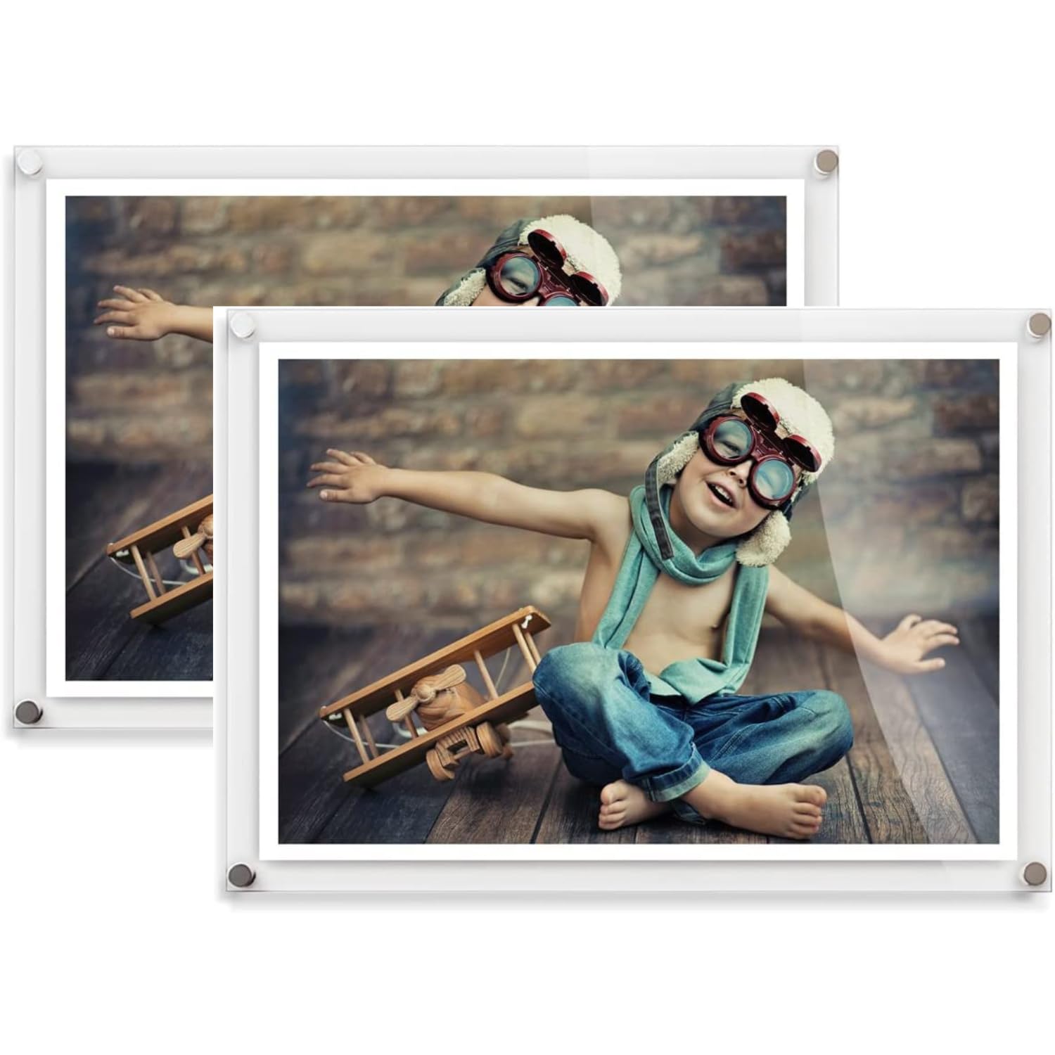 Get Acrylic Photo Frames Transparent - 2 X A3 Modern Wall Mounted Acrylic Photo Frame (37.7Cm X 50Cm) Stylish Frameless Picture Display Either Landscape Or Portrait