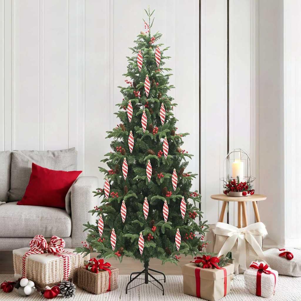 40 Stück Weihnachtliche Spiralform Kugel, Rot Kunststoff Christbaumschmuck Set, 3x11cm Modernes Weihnachtsbaum Deko Ornament, Bruchfeste Hängende Dekoration für Innen-