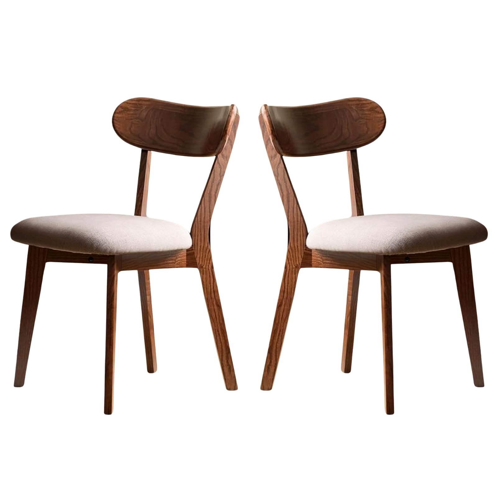 Grewood 100% Solid Oak Wood Dining Chairs,Mid Century Modern Dining Chairs with Upholstered Cushion,Kitchen,Dining Room Chairs Set of 2 (2, Walnut