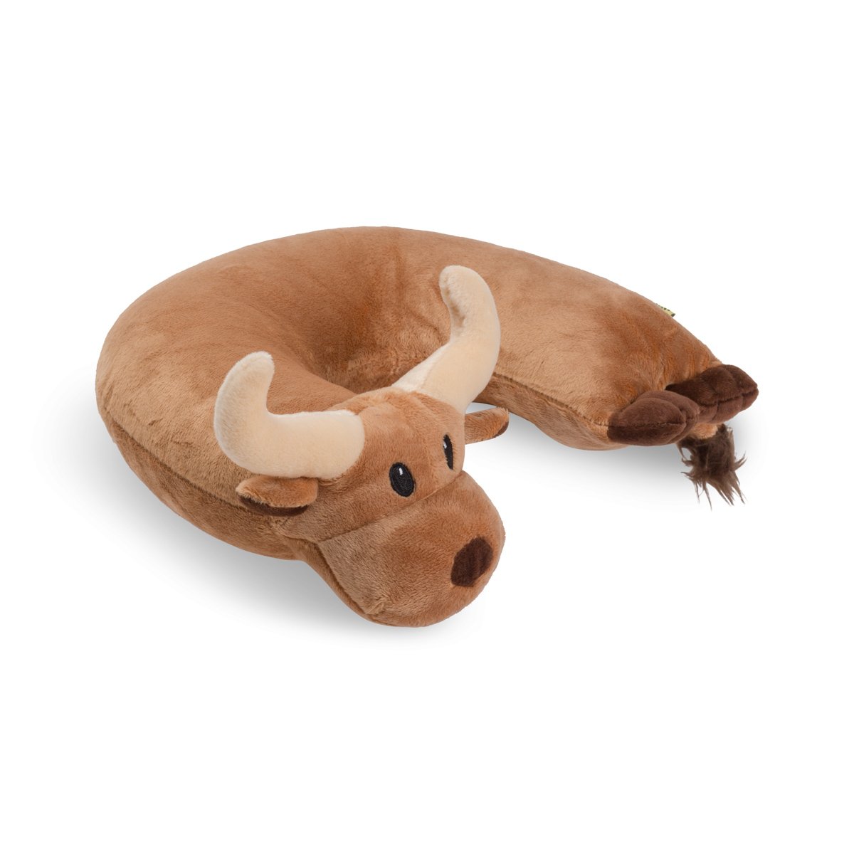 Critter Piller Kid's Travel Buddy and Comfort Pillow, Brown Longhorn