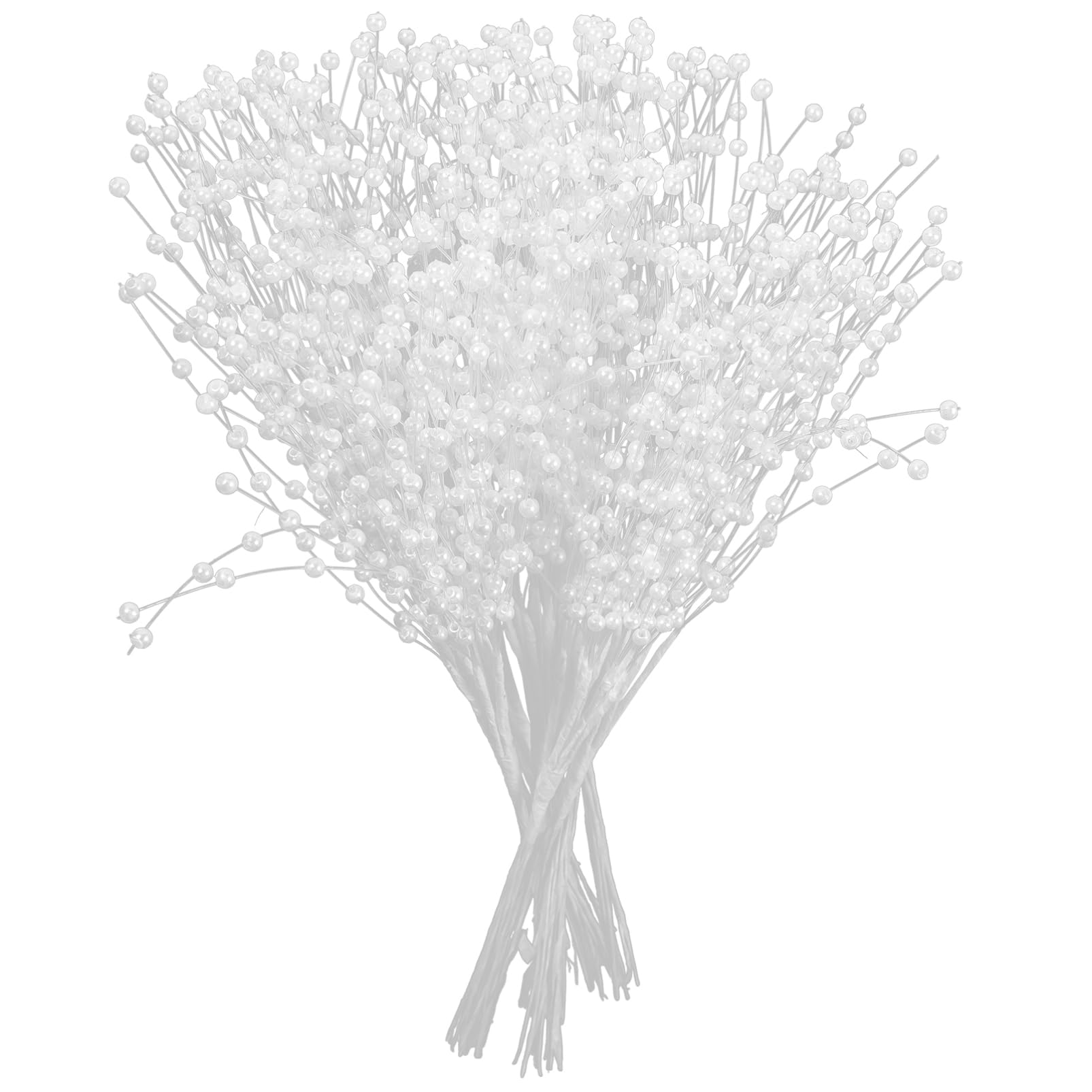 HOMSFOU 3 Set Perle di Fiori di Perle Perline Perle per Matrimonio Decorazioni Floreali Artificiali Ghirlande di Perle Bouquet Steli di Bacche di Perle Plastica Bianco 100 Pezzi*3
