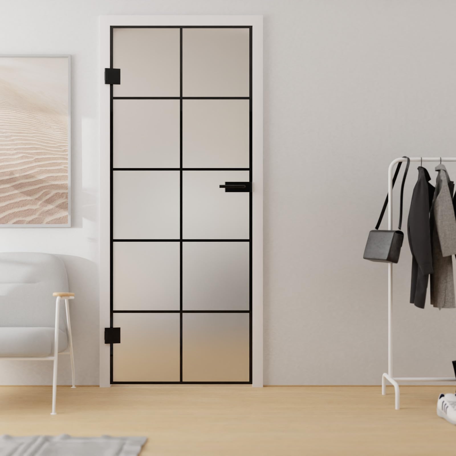 HORI Loft Glastür aus ESG-Sicherheitsglas: Modernes quadratisches Design Glastür Innentür für Wohnräume als stilvoller Raumteiler oder Raumtrenner – Unsere hochwertige Tür aus Klarglas 1972 x 834