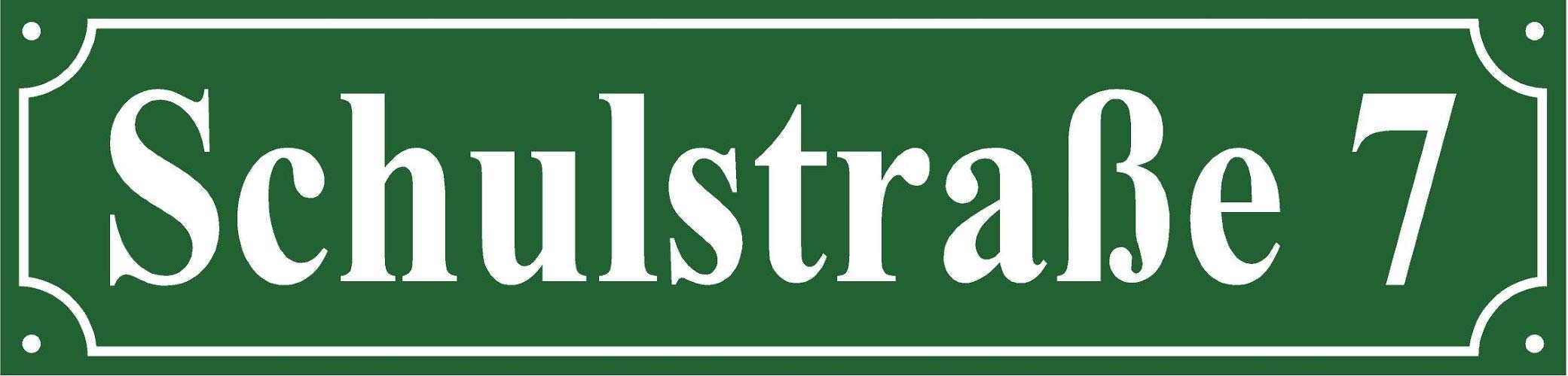 Hausnummernschild - Format 500 x 120 mm - Hausnummer - Emaille - Wetterfest - Türschild - Hausnamenschild. Farben Blau Grün Anthrazit Weiß Dunkelblau. mit Wunschtext J.Pfaffenzeller