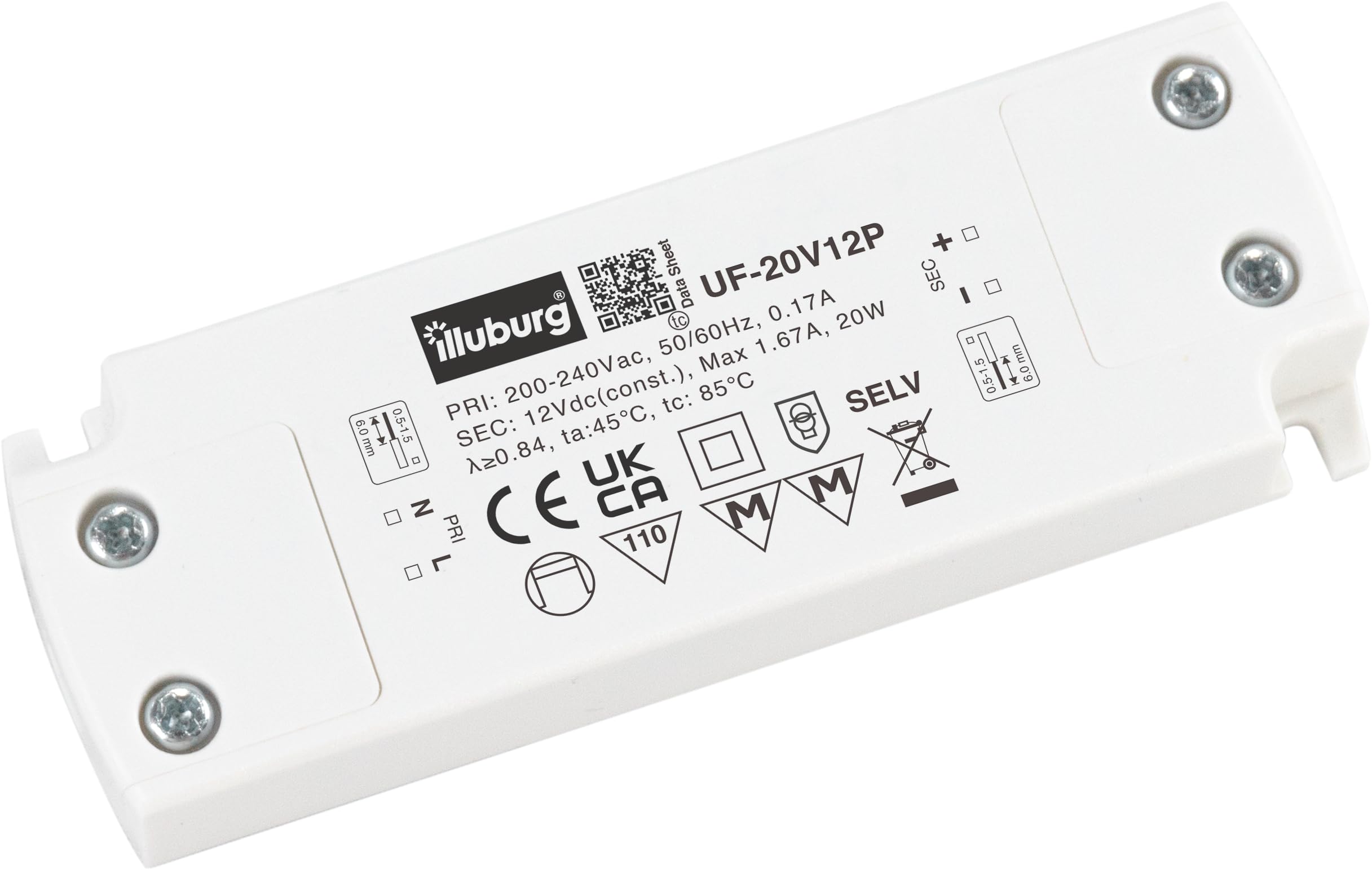 illuburg LED Driver 12V 20W Slim Flickerfree for LED Strip Lamp Spot Light Power Supply Transformer
