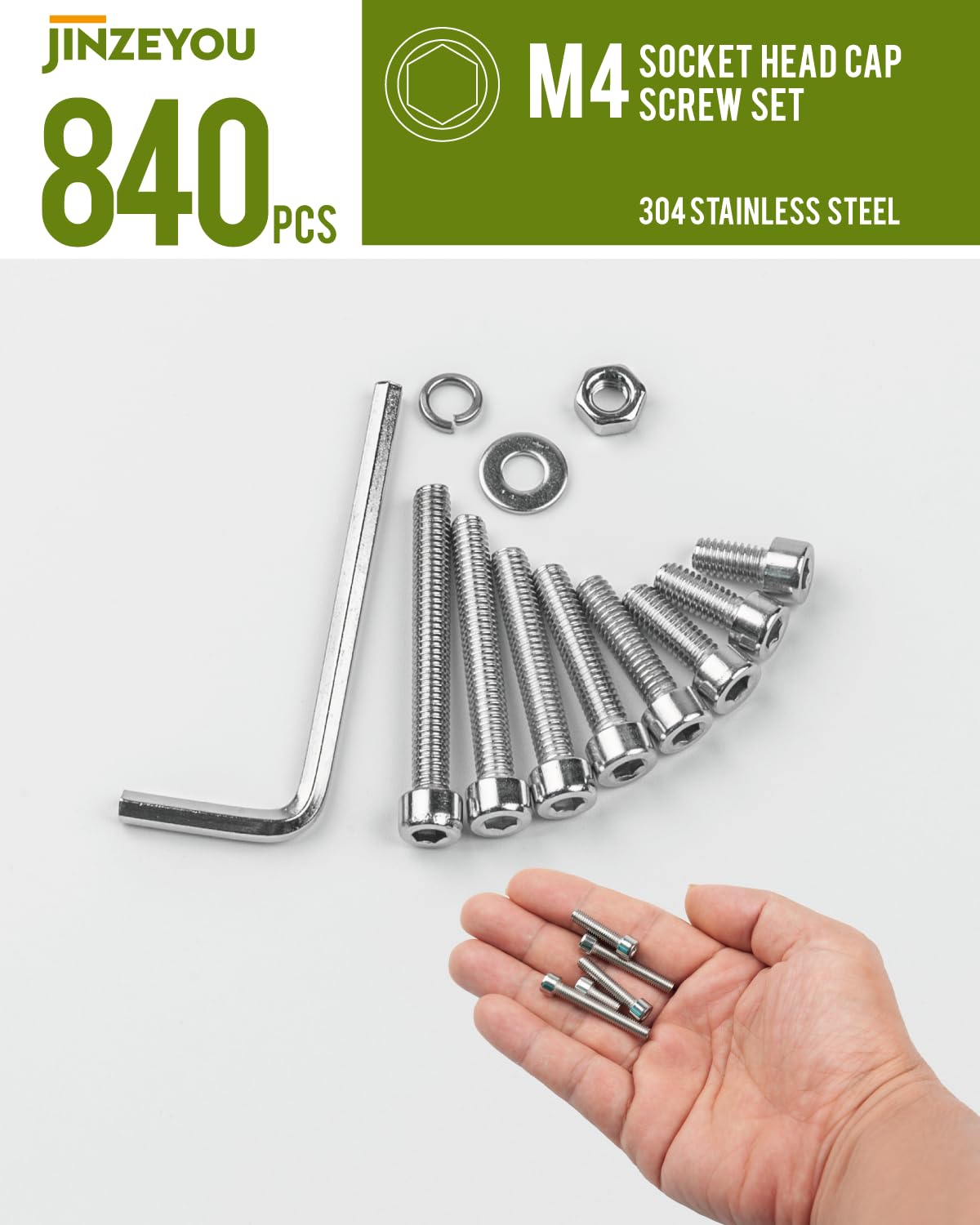 840 Pcs M4 Nuts and Bolts Hex Socket Head Cap Screws and Nuts Set, Stainless Steel Machine Screws Bolts Set - Image 4