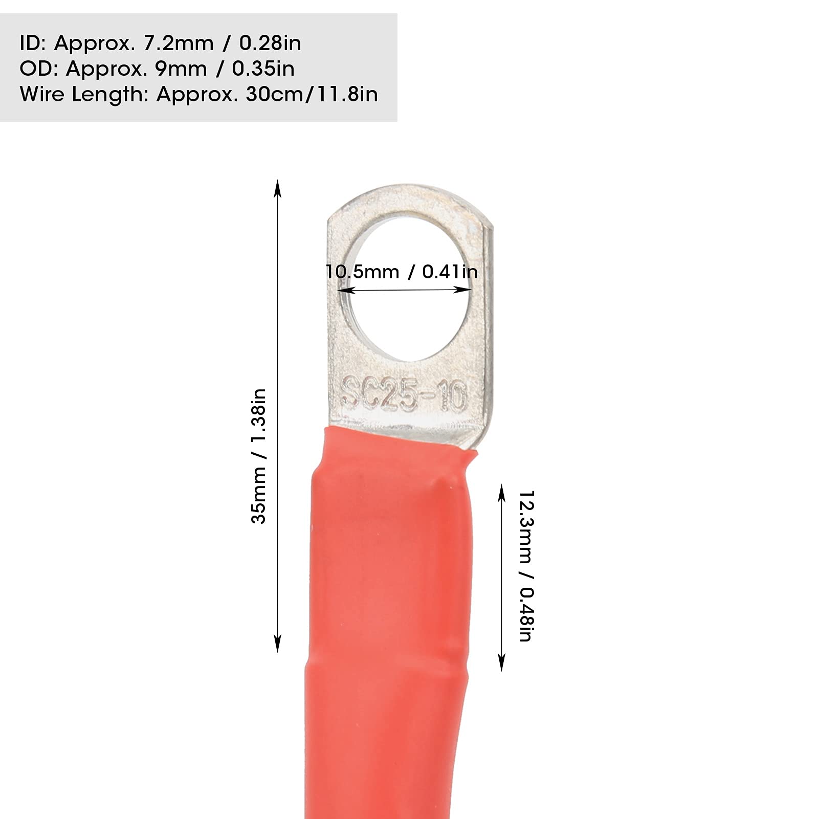 Amazon | バッテリーケーブル、アース線 25mm² 11.8in アース線 150A