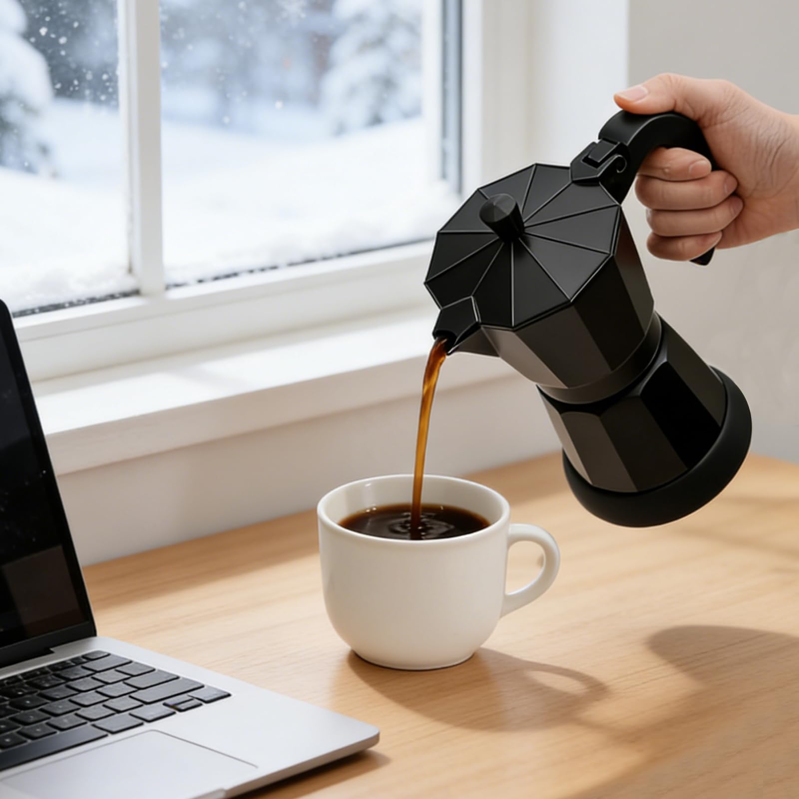 Macchina da caffè, caffettiera elettrica con base, 480 W, capacità 300 ml, per la preparazione di cappuccino, latte, caffè americano e altro ancora