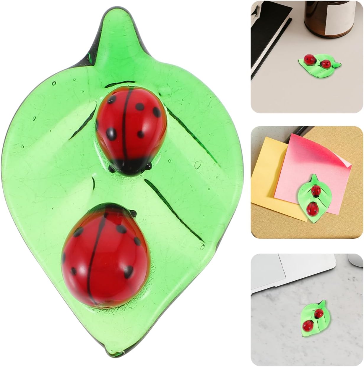 BESTOYARD Hand-Blown Glass Ladybug Figurine on Leaf Colorful Miniature Collectible Desktop Ornament for Home and Office Decoration Compact Size Glass Craft - Image 7