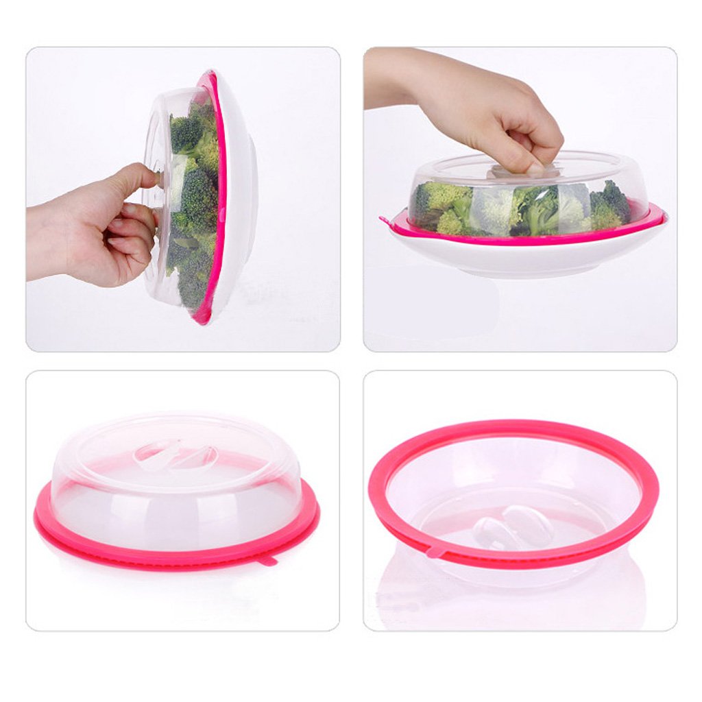 BIlinl Microwave Oven Plate Cover Non Stick Plastic Clear Dish Lid Table Dustproof