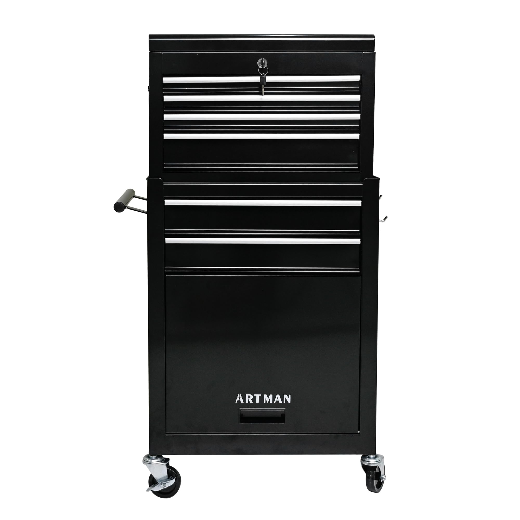 Carrello Porta Attrezzi 6 Cassetti in Acciaio, Alta Capacità con Ruote e Cassetti, Armadietto Mobile per Utensili, Garage Workshop Riparazione, Nero, 52.5 x 33.0 x 109.0 cm