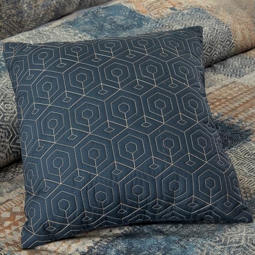 Image of Modern Threads 5-Piece Printed Comforter Set, Bainbridge King in Copper Teal - Soft Comforter, 2 Pillow Shams, and 2 Decorative Pillows