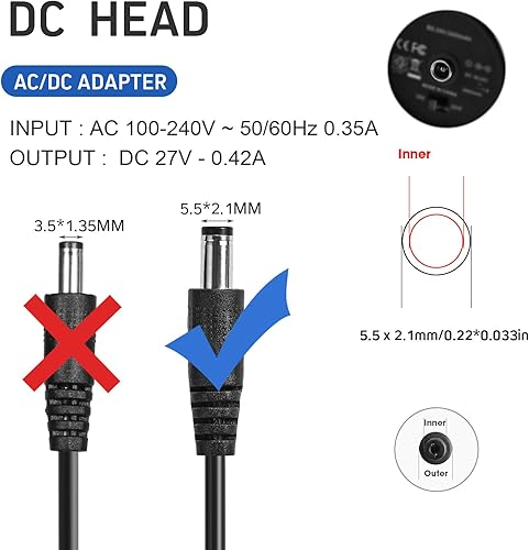 Miniatura 4 de Cargador de pistola de masaje de imagen más nítida de 27 V compatible con pistola de masaje Sharper Image 2437599 (no para 18V) 1011666 1013002