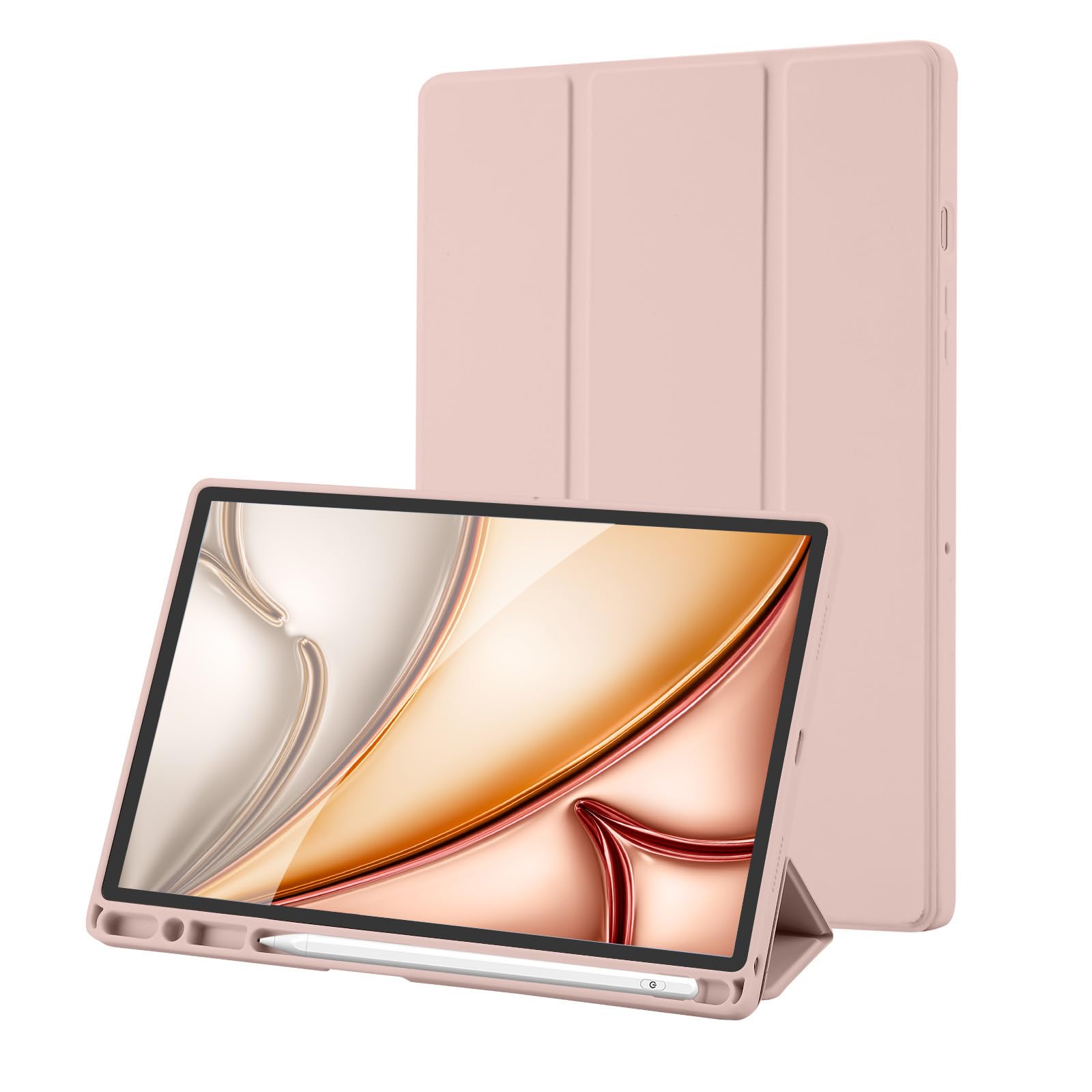 Hülle Kompatibel mit Samsung Galaxy Tab A8 10.5 Zoll 2022/2021, Model SM-X200/SM-X205/SM-X207, Hülle mit Stifthalter, Trifold Ständer Schutzhülle, Auto Schlafen/Wachen for Samsung Tab A8, Pink