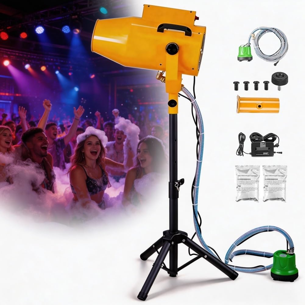 Schaummaschine für Partys, 1200W Schaumerzeuger für Outdoor Nutzung, hohe Schaummenge mit großer Reichweite, Sprühweite 3 Meter, Abdeckung 80 Quadratmeter, geeignet für Gartenpartys,Pool Events