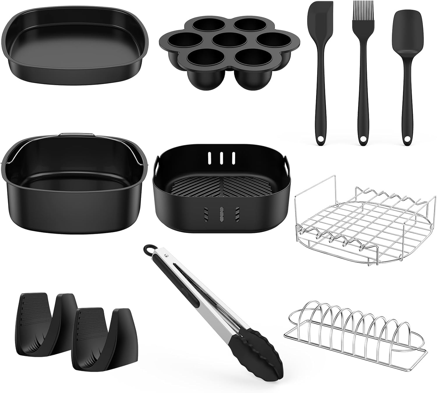 Airfryer Accessories Basket Replacement with Molds for Airfryer, Air Fryer and Kitchen Accessories, Air Fryer Grill and Silicone Molds Oil Free Fryer