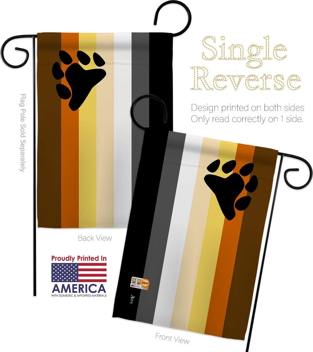 Bear Brotherhood Garden Flag Set Wall Holder Support Pride Rainbow Love LGBT Gay Bisexual Pansexual Transgender Small Decorative Gift Yard House Banner Made In USA 13 X 18.5