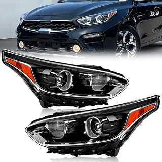 Headlight Assembly Compatible with Kia Forte 2019 2020 2021, [w/o DRL] Driver & Passenger Side Headlamp w/Bulbs, OEM# 92101-M7000 92102-M7000 KI2502230 KI2503230, 1 Pair
