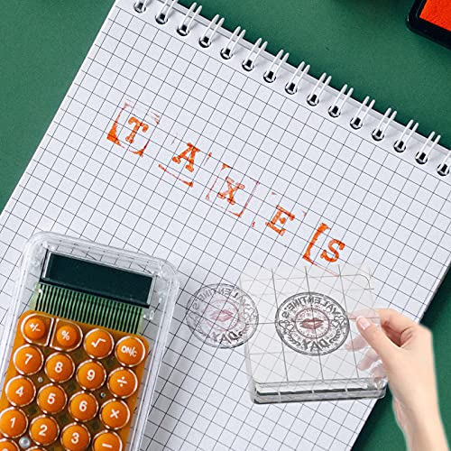 Tysun 22 Pcs Acrylic Stamp Blocks Tools Set Include 6 Stamp Blocks Acrylic Stamping Clear Block, 4 Transparent Silicone Clear Stamps Seal, 12 Craft Ink Pad Stamp Pad For Scrapbooking Craft Card Making #TOP5