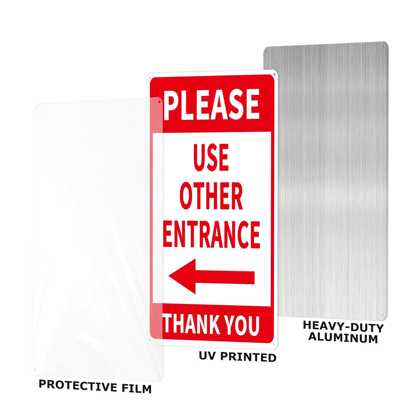 Please Use Other Entrance Sign Aluminum 12x8 Inch Left Arrow Metal Waterproof for Enter Outdoor Business Office 2 Pack